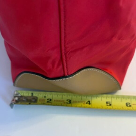 Calvin Klein Red Nylon Tote Bag with Gold-tone Hardware and Tan Handles